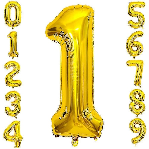 40" Number Balloons - Gold - Mylar Numbers 1 Number Balloon Age Inflatable