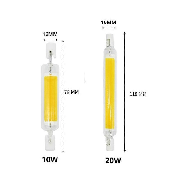 2-pack 10W 78mm R7S LED-lampor Dimbara Kalla Vita 6000-6500K 100W Halogen J78 Ersättning, Dubbeländad R7S-sockel, 360° Strålvinkel, Energisparande