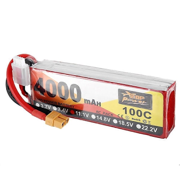 ZOP Power 11.1V 4000mAh 100C 3S Lipo Batteri XT60 Plugg for RC Racing Drone