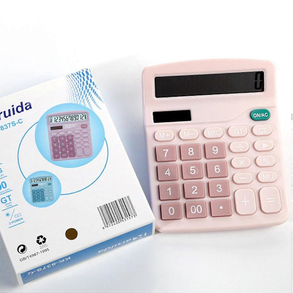 Lommeregner til skrivebord med dobbelt strømforsyning og stort display Farve Skole Kontor Elektronisk Lommeregner (pink)
