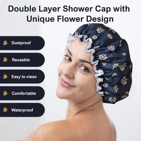 Premium dobbeltlags badehætte til kvinder med unikt blomsterdesign