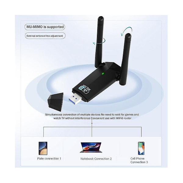 Wifi 6 Usb-adapter Dubbel Ax1800m 2.4g/5ghz Trådlös Usb3.0 Wifi-mottagare Sändare
