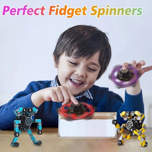 Transformerbare Fidget Spinners 4 stk for barn og voksne Stressavlastende sensoriske leker for gutter og jenter