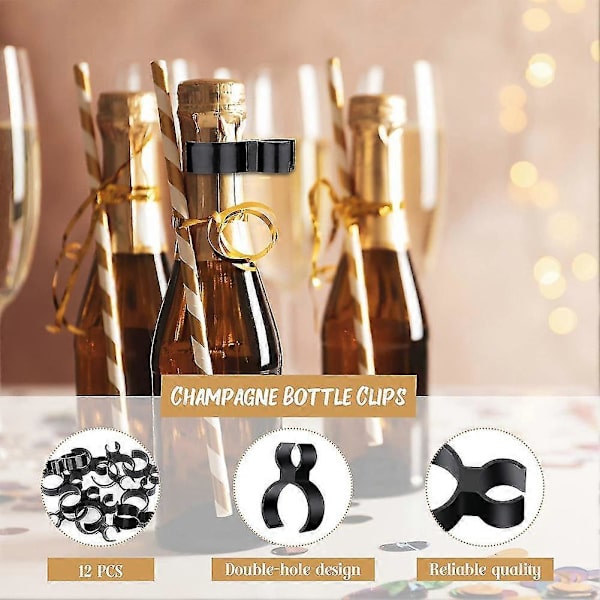 30 st Champagneflaska Glitter Enkelt Hållare Säkerhetsklämmor Flaskklämmor För Ljus Julpartyn