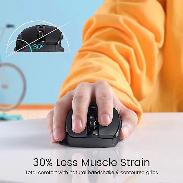 HOTWEEMS D-09 Trådlös Mus för Laptop - Ergonomisk Plus Dator USB Trådlös Mus, Ergo Grepp, Lightspeed 5-nivåer 2400 DPI, 16 Månader Batteri, Bärbar