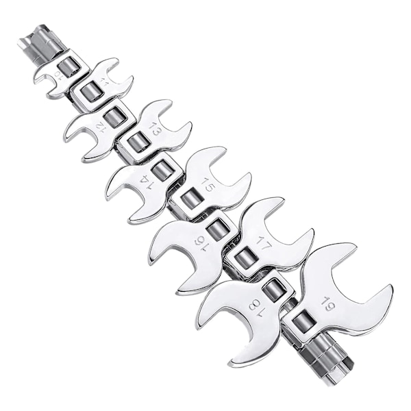 10 Pieces 3/8 inch Drive Crowfoot Wrench Set Steel Sturdy Open End 10 11 12 13 14 15 16 17 18 19mm SAE Hand Tool Repair Tools