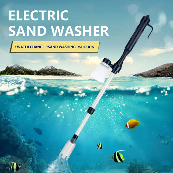 Elektrisk grusrengörare 4 i 1 automatisk sifon vattentät dammsugare för vattenväxlare Tvätta sand akvarium rengöringsverktyg Black