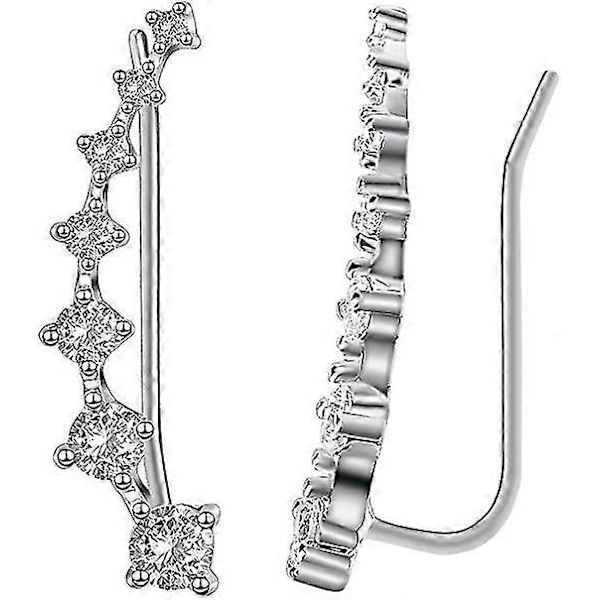 7 Krystal Øremanchetter Hoop Climber S925 Sterling Sølv Øreringe Hypoallergeniske Øreringe