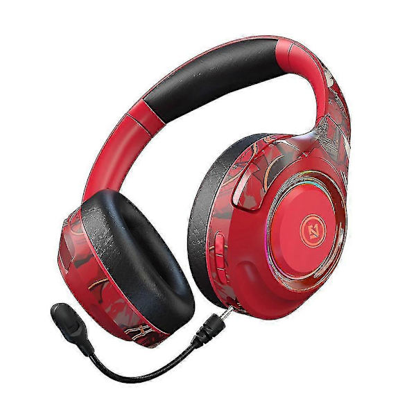 EL-A2 Trådløse Hodetelefoner Foldbare Bluetooth Gaming Hodetelefoner med Avtakbar Mikrofon Lyddempende, Rød