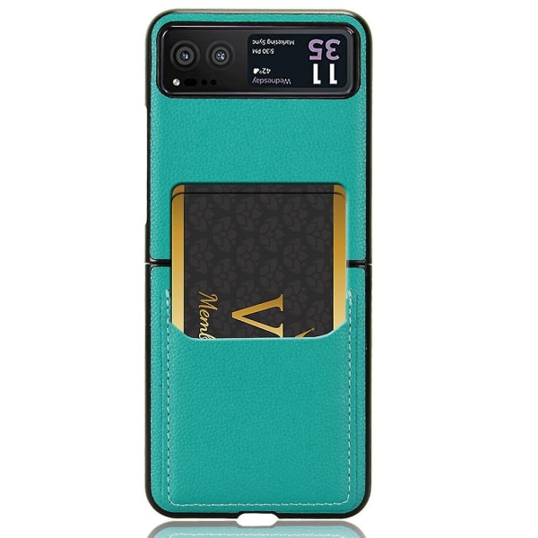 För Motorola Razr 40 5G PU Läder+PC- cover Litchi Texture Stötsäkert phone case-Blå Green Style E Motorola Razr 40 5G
