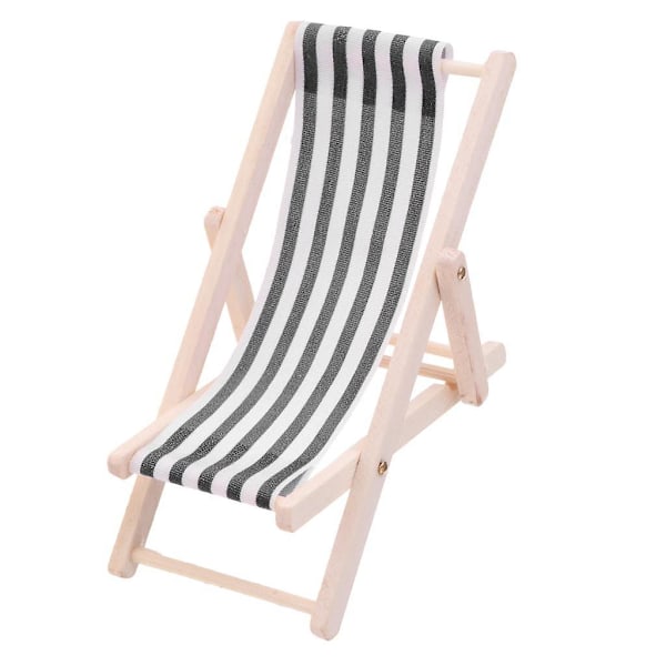 2 stk. Stribede Træ Lounge Stole 1/12 Dukkehust Miniatur Møbler Dekoration