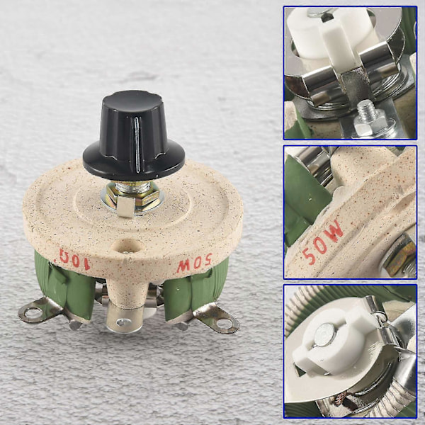 50W 10 Ohm Keramisk Potentiometer Variabel Konisk Pot Resistor Rheostat