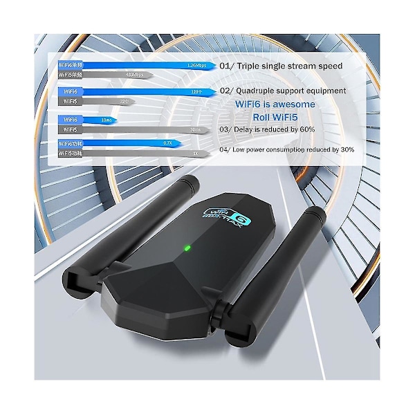 Wifi 6 Usb-adapter Dubbel Ax1800m 2.4g/5ghz Trådlös Usb3.0 Wifi-mottagare Sändare