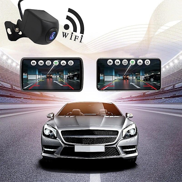 Bakkamera för bil, vattentät WiFi 170 grader, backkamera med dashcam, HD nattseende, mini för iPhone Android 12V bilar