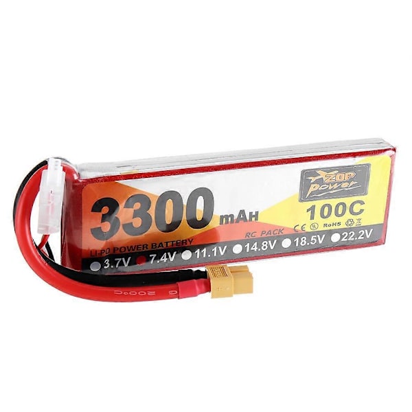 ZOP Power 7.4V 3300mAh 100C 2S Lipo Batteri XT60 Plugg for RC Racing Drone