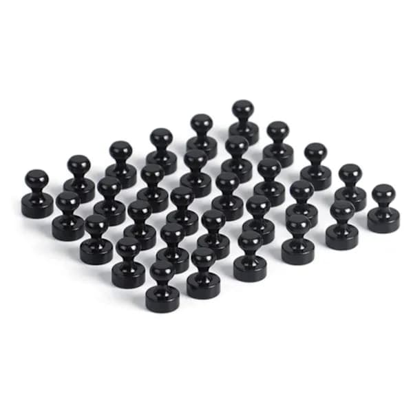 Kortnålemagnet [Rund] - Sort - Køleskabsmagnet - Neodym - 4 stk Sort