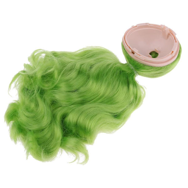 Syntetisk fiber langt bølgehår parykk med hette, grønn alv parykk for Blythe 1/6 Bjd dukker