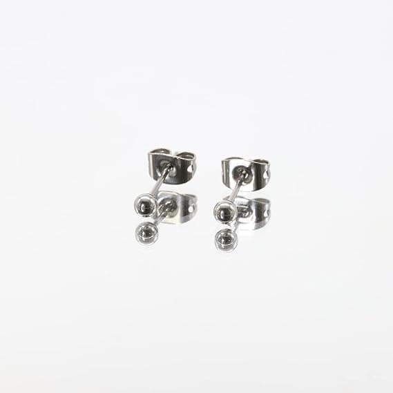 Titanium sfæriske øredobber, unisex, 3 mm, hypoallergene, sølv