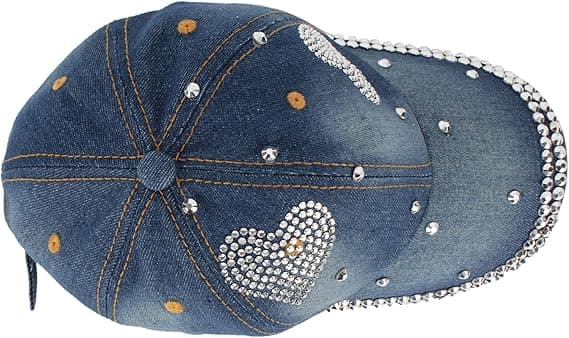 Baseballcaps for kvinner i denim, solhatt i bomull med rhinsteiner