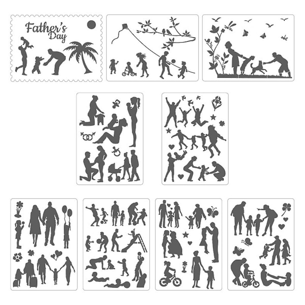 9pcs Family Stencil For Painting Diy Gifts For Kids Adults Graffiti Template