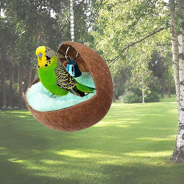 Naturlig Kokosnøddeskal Fuglerede Hus Seng Til Kæledyrs Papegøje Budgie Parakitter Kakariki Konurer Kanariefugl