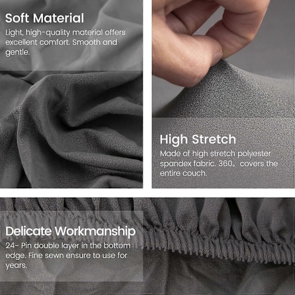 Soffaöverdrag Elastiskt Stretch Soffaöverdrag Set 3-sits för L-formad Soffa (Grå)