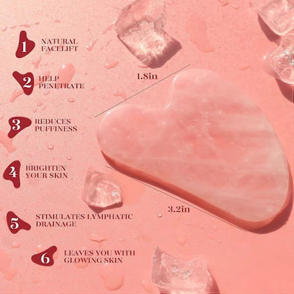 Gua Sha og ansiktsruller, Roller Rose Quartz Gua Sha Stone