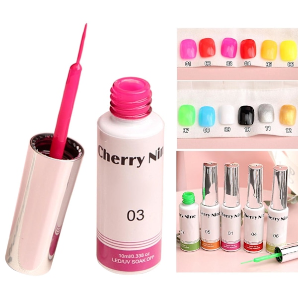 Nagelkonst Gel Liner Målad Nagellack Set För Naglar Måleri Ritning 03