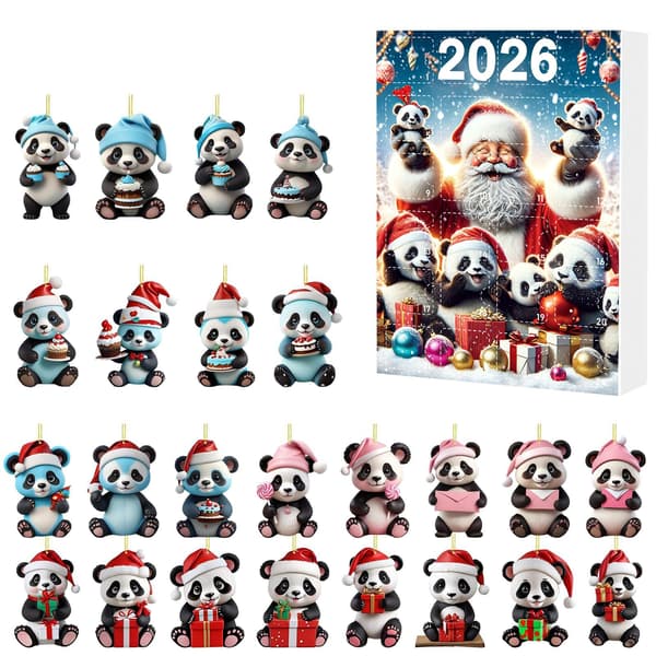 2026 Julekalender Blind Box: Nytårs Panda Charm Blind Box - Julekalender