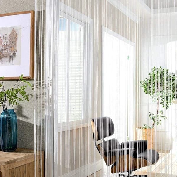 Vit trådgardin 100 cm x 200 cm - gardiner