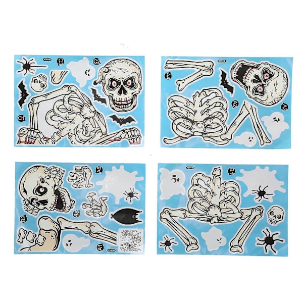 Halloween Skull Wall Stickers - Set of 4, Perfect for Living Room and Bedroom Decor