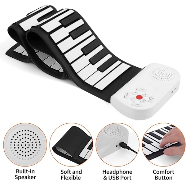 49 Tangenter Bärbar Elektroniskt Piano för Barn, Flexibelt Barnvikbart Upprullningsbart Pedagogiskt Elektroniskt Digitalt
