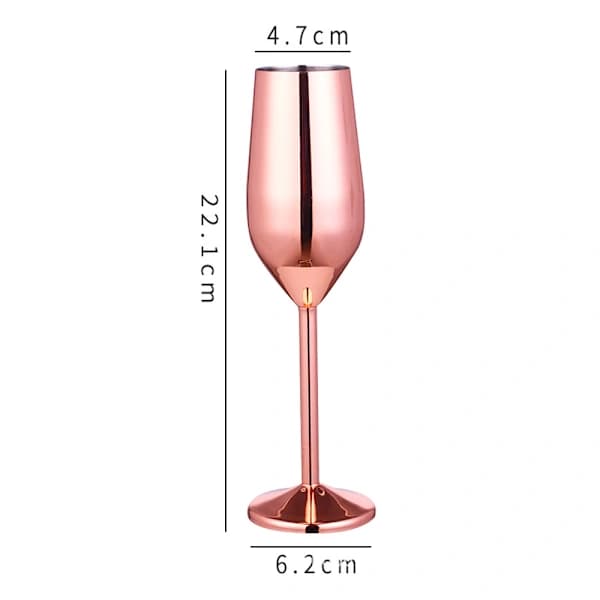 2-pak vinglas i rustfrit stål - champagneglas 220 ml [rosaguld]