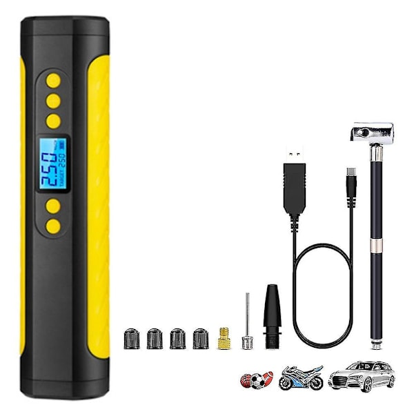 2024 Ny Bærbar Luftkompressor Mini Inflator Elektrisk Pumpe Nød Dæk Inflator Med LCD Display LED