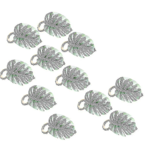 Monstera Serviettringer Sett med 10, Kunstig Palmeblad Serviettring, Grønn Blad Serviettspenner Holder for Borddekking