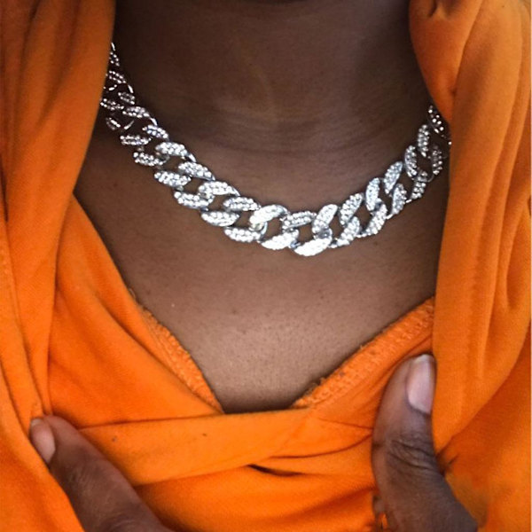 Luksuriøs Cuban Kæde med Bling Bling - Lang, Tung og Besat med Rhinestones - Stærk til Fest - Mænd - Sølv - 18,11 tommer