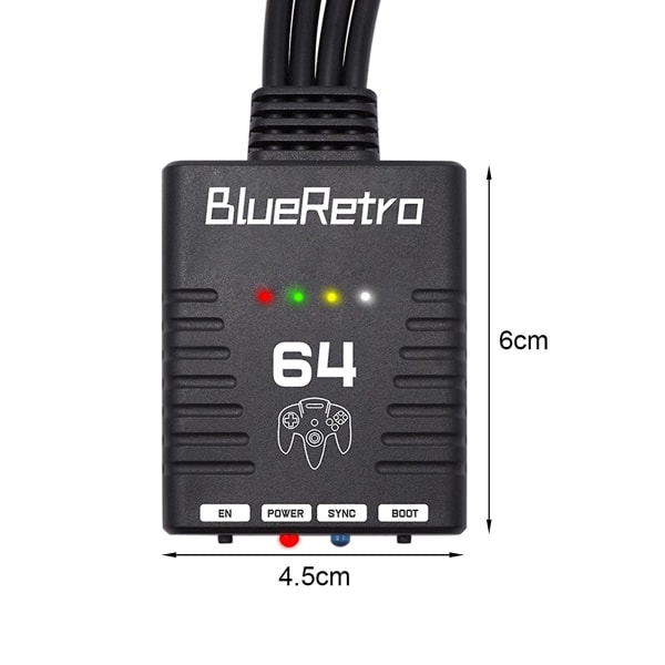 Trådlös kontrolladapter LED-indikator Ingen fördröjning Bluetooth-kompatibel support 4 spelare spelkontrolladapter för N64 Console_da Black