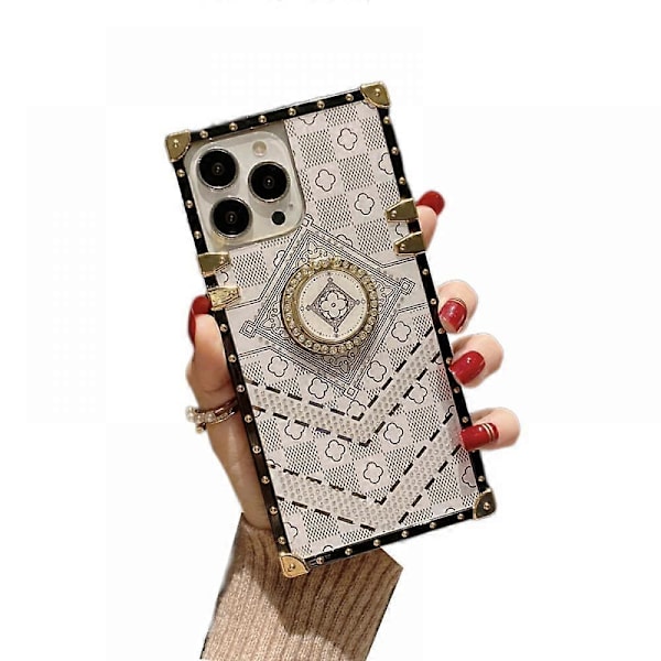 XYC Neliömäinen Kotelo TPU Luksusristikko Kukallinen Design Kotelo Yhteensopiva iPhone 13 Pro Max 6.7\" Iskunvaimennus Suojaava Raskas Käyttö Valkoinen Kotelo