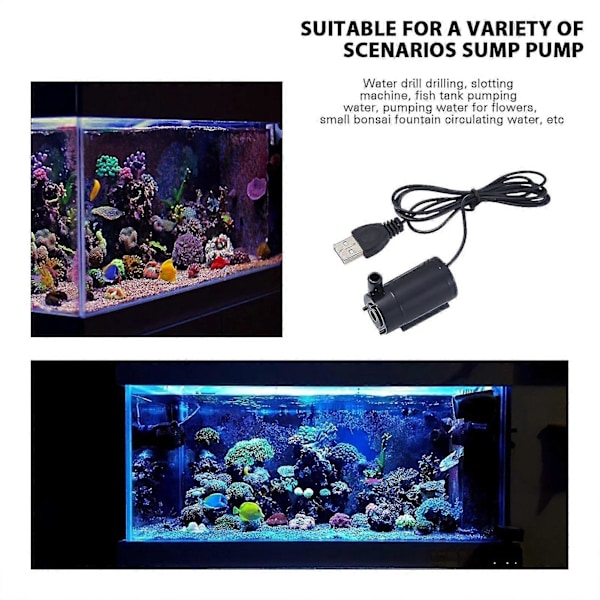 USB Lågspännings Mini Vattenpump Multifunktionell Mikro Mini Submersible Pump