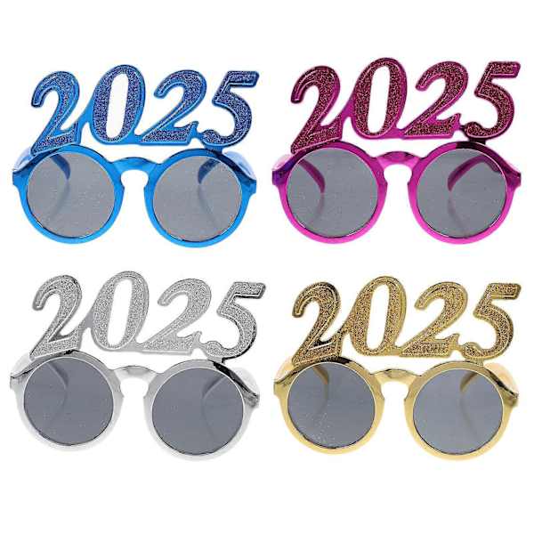 4Pcs Plastic Glasses Happy New Year's Eve Glasses Graduation 2025 Glitter Glasses Photo Prop