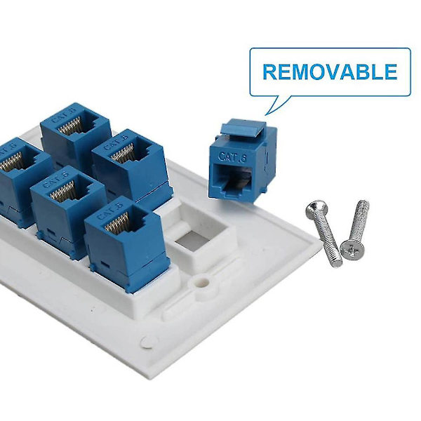 Cat 6 Ethernet Veggplate 6 Port, Ethernet Veggplate Hunn-hunn Avtakbar Kompatibel Med Cat76