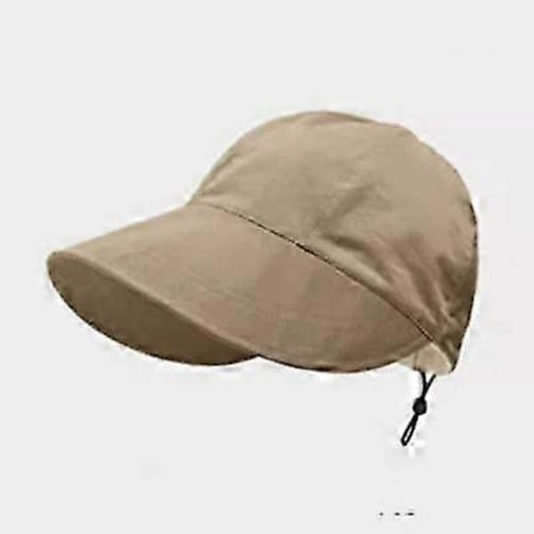 Sommerhat til kvinder, bred skygge, foldbar solhat, anti-UV strandvisir, beige Beige Beige
