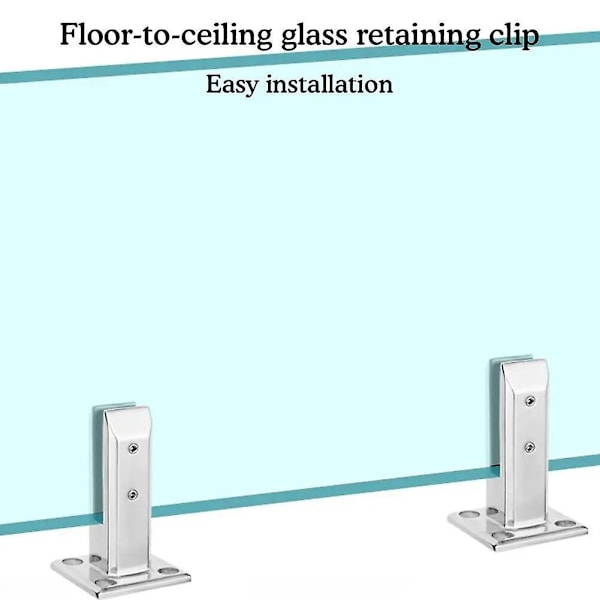 Teräksinen lasiklipsikiinnike lattialle, lasitettu parveke, uima-allasaita, portaikko, tukijalka, kaide, asennustuki