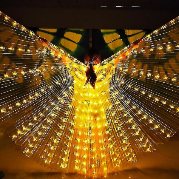 Bästa rabattglödande ängladansvingar för vuxna och barn Flerfärgade LED-lampor Magdansvingar qd best Yellow