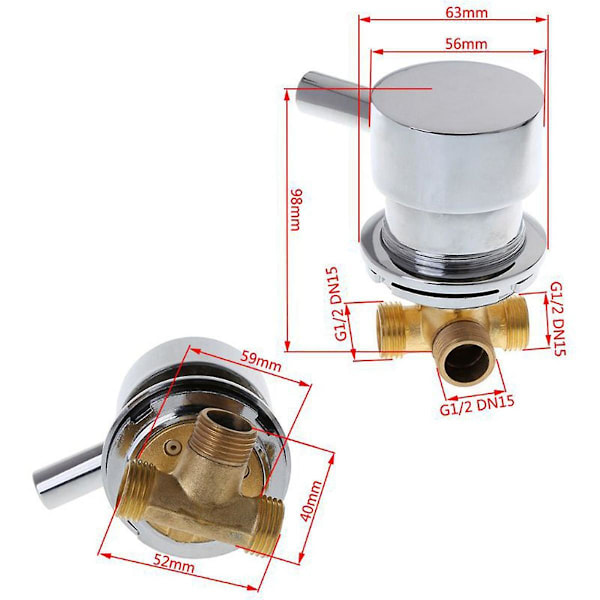 G1/2 tommer varmt & koldt vand blandingsventil termostatisk mixer 2 ind & 1 ud vandhane til brusebad