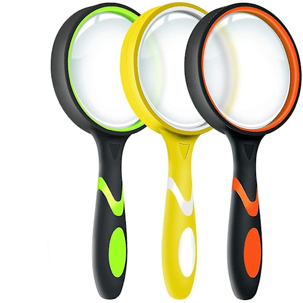 3 Pack 10x Magnifier Magnifying Glass For Kids Reading, Non-slip Handheld Magnif