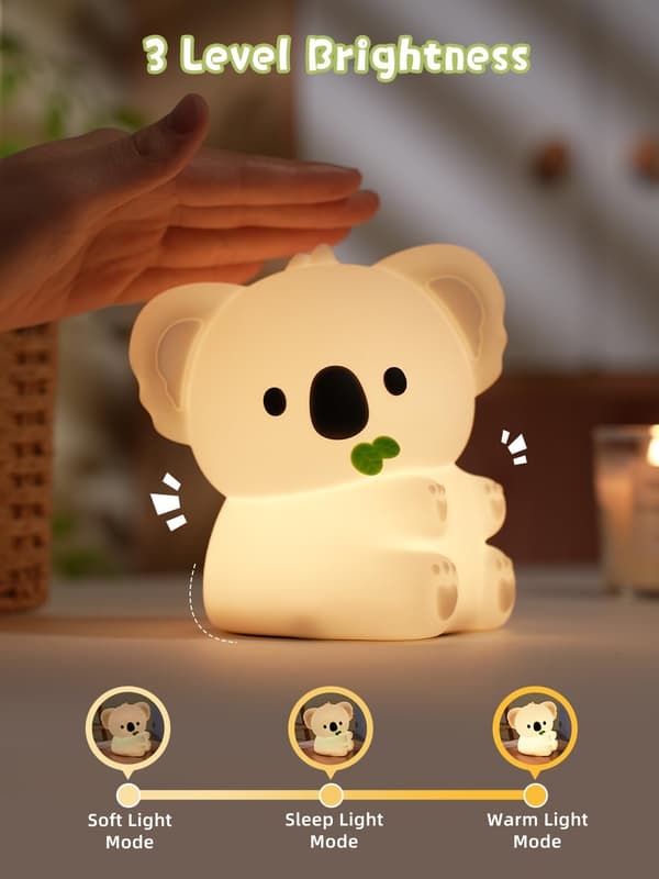 Koala natlampe til børn, sødt og blødt LED-lys