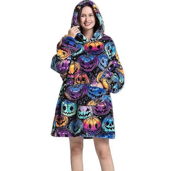 2024 Top Sælgende Farverige Græskar Mønster Halloween Gave Samme Afsnit Wintertide TV Tæpper Hoodie SYR104 childrens clothing length 75cm