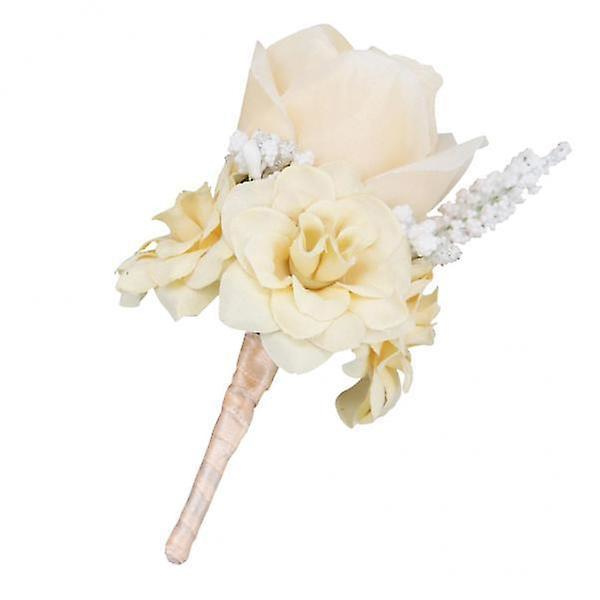 4x Silke Rosblommor Bröllops Corsage Brudgum Bröllop Boutonniere Champagne