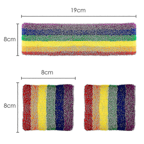 Regnbågshårband och svettband för vuxna, unisex storlek, armbandshårband i regnbågsfärger, perfekt för sport och HBTQ-evenemang